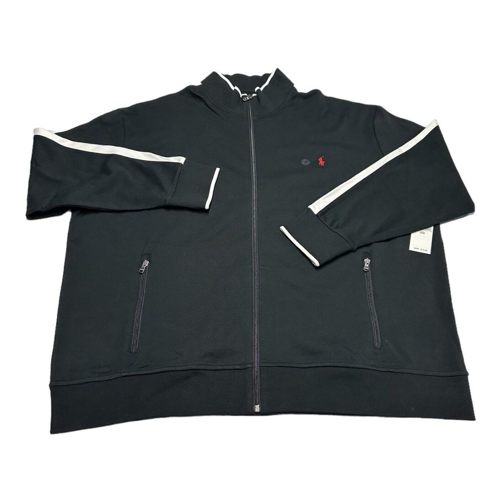 NWT Men's Polo Ralph Lauren Black Full Zip Track Jacket Big Tall Cotton Size 3XB